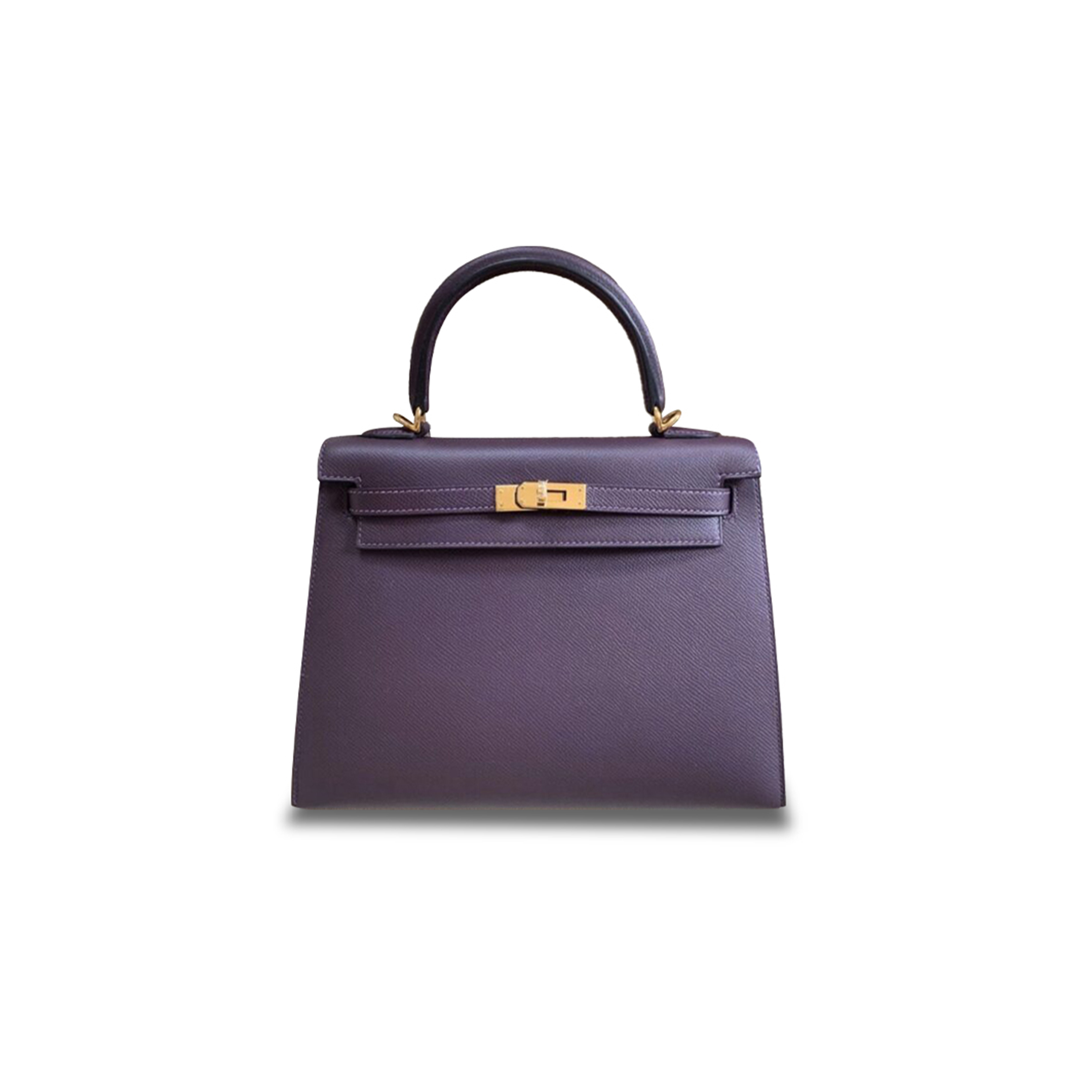 HERMÈS KELLY 25 RAISIN EPSOM GOLD HARDWARE (25*17*7cm) 